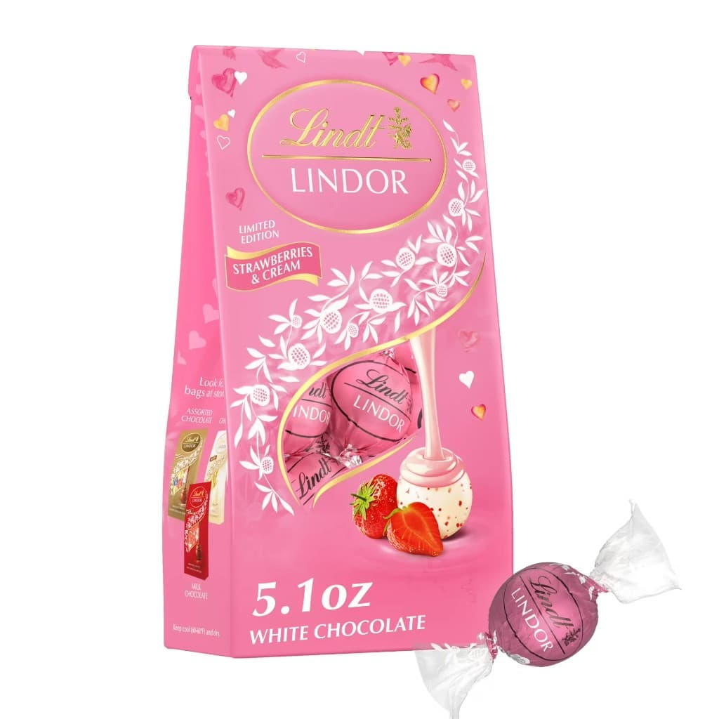 Lindt LINDOR Limited Edition Strawberries & Cream Truffles 1 of 4